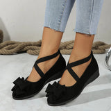 Breakj 2025 New Velvet Bow Cross-Tight With Slope And Large Size Single Shoe