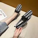 Loafers Houndstooth Knitted Slip on Shoes Spring Flat Moccasins Ladies Wide Fit Zapatos De