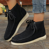 Breakj Size Summer And Autumn New Thick Bottom Short Tube Front Lace-Up Casual Solid Color Martin Boots