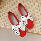 Loafers Bowknot Casual Ladies Flat Shoes Knitted Elegant Soft Soled Woman Shoes Slip On Office Woman Footwear Plus Size