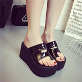 Heel Toe Slippers Female 2023 Summer Korean One-Line Bright Skin Slippers With Platform And Women's
