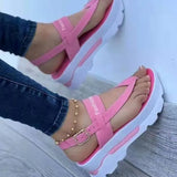Breakj Summer Large-Size Slope Heel Buckle With Sandals Women In Southeast Asia Wearing Rome Comfortable And