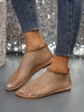 Breakj Head Beach Sandal Women Wear Hollow Out Rhinestone Pedal Breathable Mesh Sandal Women Low Top Sandals