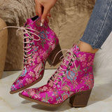 Breakj Women's Boots Winter New Ethnic Wind Sharp Rupeal Teling With Embroidered Martin