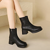 Breakj Platform Ankle Boots Thick Heel 2023 New British Style Retro Nude Boots High Heel Round Martin Boots