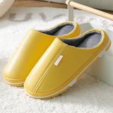 Shoes Home Warm Slippers Leather Memory Foam Indoor Slippers For Men Non-Slip Winter Fur Plush House Couples Women
