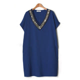 Mini Dress Neckline Sequined Streetwear Batwing Short Sleeve Party