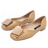 Womens Shoes 2022 New Ballet Flats Women Square Toe Buckle Elegant PU Leather Solid Flats Shoes 43 Ladies Boat