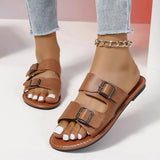 Size Clasp Flat-Soled Slippers Women's Open-Toed Retro Sandy Beach