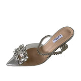 Breakj Spring And Summer New 35-42 Women's Glass And Transparent Pointed Sandals High Heels High