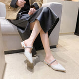 Breakj 2024 New Korean Version Of Cloth Baotou Half Drag Diamond Thick Heel Slippers Lazy Slippers Women's