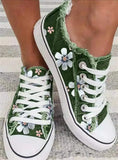 Plates Women Canvas Shoes 2021 Fashion Flowers Casual Shoes Women Lace Up Flats Women Loafers Size 43 Zapatos