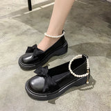 Jane Shoes 2023 Spring And Autumn New Flat Single Shoes Summer Style Soft-Soled Grandma Shoes Bowknot Small Leather