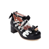 Lolita Shoes Women High Heels Pendant Lace Straps Bow Cute Girls Princess Tea Party Pumps Students Lovely Plus Size