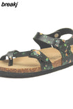 2023 New Summer Beach Cork Sandals Casual Women Outside Non-slip Double Buckle Sandalias