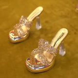 Breakj Korea's Small Thick-Bottomed One-Word Drag Woman Wearing Transparent Cool Slippers In The Summer Of 2025 Thick Heel High