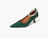 Heel Shoes Woman Pointd Toe Spring Autumn Elegant Pumps French Style Vintage Pumps Slip On Ladies Summer Pearls