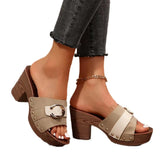 Breakj Summer New High Heel Slippers Women's Shoes Wide Striped High Heel Waterproof Table