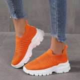 Fashion Sneakers for Women 2023 New Knitting Mesh Women's Vulcanize Shoes Thick Bottom Slip On Walking Shoes Plus Size