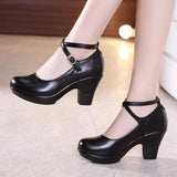 2021 Fashion Women Pumps With High Heels For Ladies Work Shoes Dancing Platform Pumps Women Genuine Leather Shoes Mary Janes 1112