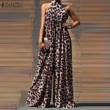 Oversized ZANZEA Fashion Women Jumpsuits 2022 Summer Pleated Wide Leg Overalls Casual Solid Sleeveless Loose Button Up