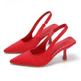 Size High Heel Sandals Baotou Back Empty Rear Trip New Shallow Pointed Single Heel