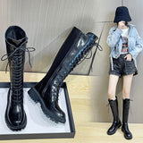 Knee Boots Female Knight Boots Tube Martin Boots Female 2024 New Spring And Autumn Winter Thick Bottom Boots Locomotive