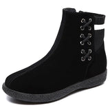 Ankle Boots Female 2020 Winter Boots For Women Winter Shoes Lace Up Leather Warm Fur Women Shoes Knitting Botas De