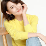 Sweater 2020 New O-neck Female Long-sleeved Knitted Pullover Jumper Pull Femme Clothes White Loose Thin Korean Plus
