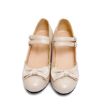 EDEELVEEYS Vintage Mary Janes Daily Party Ladies Shoes Lolita Bowtie Med Heels Pumps Women Plus Size 34-50 Purple Blue