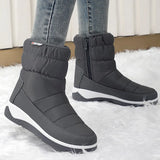 Snow Boots Woman Casual Warm Slip on Plush Shoes Patchwork Ankle Boots Women Fashion Wedges Waterproof Botas