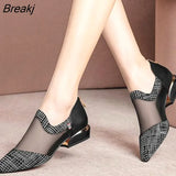 Women High Heel Shoes Mesh Breathable Pumps Zip Pointed Toe Heels Fashion Female Dress Sandals Shoes