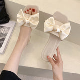 Style One-Word Flip-Flops 2024 New Women Wear Flat-Bottomed Sandals In Summer Fashion Bows And Semi-Slippers