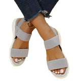 Breakj Summer Large Women's Shoes Casual Tight Belt After Tripping Polyurethane Flat Bottom Roman Sandals