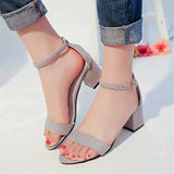 2020 Summer New High Heels Women's Shoes With Open Toe Suede Sexy Word Buckle Women Sandals Ankle Strap Rome Shoes