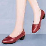 Soft Leather Low Heel Shoes Comfortable Soft Sole Middle-aged Sandals Mid Heel Work Shoes New Arrival