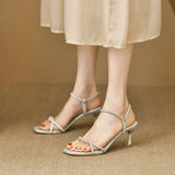 Breakj Fine-Heeled Sandals Women 2025 Summer New Fashion Water Drill Buckle With Women's Roman