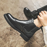Breakj Boots Men British Style Low Pipe Short Boots Men Brock Business Martin Shoe