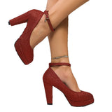 Breakj Round Head High Heel Single Shoes Waterproof Table Professional Work Shoes With Sexy White Light Mouthed