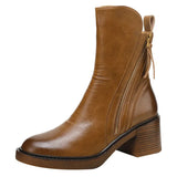 Breakj `Chelsea Boots Autumn Coarse And Brown Short Boots Lady British Handsome Martin Boots Boots