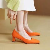 Orange Women Sexy Fetish High Heels High Quality Square Toe Square Heels Stripper Ladies Shoes Size 34-43 Shoes for Women