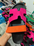 Breakj Summer New Thick Bottom Cool Slippers Large-Size Magic Sticker Outside Wearing Casual Women's