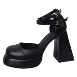 Breakj Jane Thick Heel High Heels Small Leather Shoes Gentle Night Wind A Word With Single Shoes Bow Fairy Wind Painted
