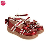Japanese Sweet Lolita Hollow Heart Maid Cosplay Platform Mary Jane Flat Shoes Cute Bow Lace Round Toe Princess School