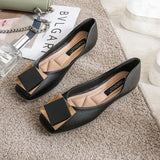 Womens Shoes 2022 New Ballet Flats Women Square Toe Buckle Elegant PU Leather Solid Flats Shoes 43 Ladies Boat