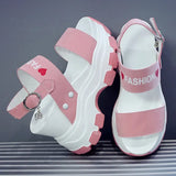 Sandals Women 2021 New Summer Chunky High Heels Female Wedges Shoes for Women Fish Toe Red Sandalia