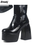 Dropship Sexy Party Elegant Chunky Platform Women Boots Great Quality Big Size 48 Walking Comfy Knee High