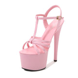 Breakj Patent Leather Sandals Special High Heels Heel Sexy 17CM Waterproof Platform Hate Day Superb High Slippers Female