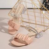 Women's Rough-Heeled Sandals 2024 New Summer Fashion High-Heeled Shoes Crystal Fairy Style Two Sandals And