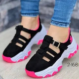 Breakj Large-Size Casual Single-Shoe Women's Spring And Summer New Flat Bottom Flying Weaving Breathable Magic Sticker Casual Mesh